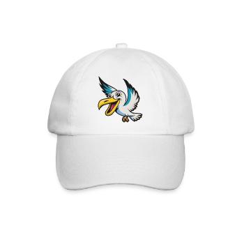 Fröhlicher Pelikan Mascot - Baseballkappe - Weiß/Weiß - Vorne