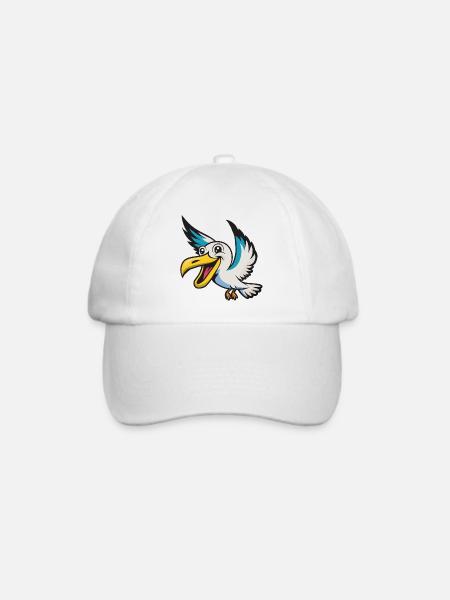 Fröhlicher Pelikan Mascot - Baseballkappe - Weiß/Weiß
