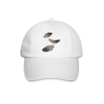 Drei fliegende Perlhuhn-Federn Illustration - Baseballkappe - Weiß/Weiß - Vorne
