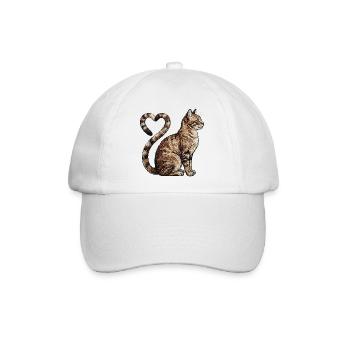 Katzenliebe im bestickten Look (gedruckt) - Baseballkappe - Weiß/Weiß - Vorne