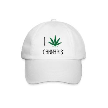Ich liebe Cannabis - Baseballkappe - Weiß/Weiß - Vorne