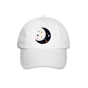 Mond und Sterne Mondstern Muster der Nacht Motiv - Baseballkappe - Weiß/Weiß - Vorne