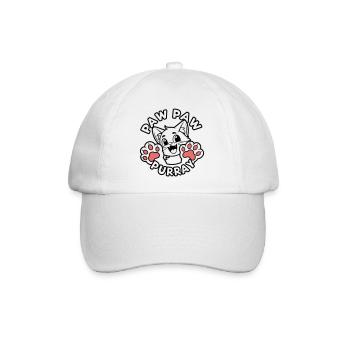 Paw Paw Purray – Fröhliche Katzenaufziehpfoten - Baseballkappe - Weiß/Weiß - Vorne