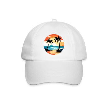 Tropischer Abend am Strand Kreisdesign - Baseballkappe - Weiß/Weiß - Vorne