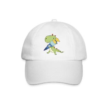 Dino mit Schultüte - Baseballkappe - Weiß/Weiß - Vorne