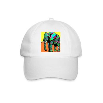 Elefant - Baseballkappe - Weiß/Weiß - Vorne