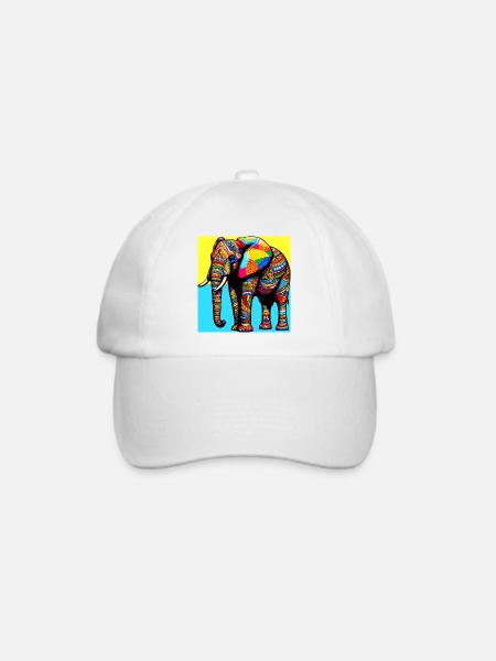 Elefant - Baseballkappe - Weiß/Weiß