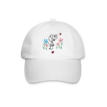 Elefant auf einer Blumenwiese - Baseballkappe - Weiß/Weiß - Vorne