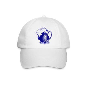 Blauer Teekessel im Wolkenzauber - Baseballkappe - Weiß/Weiß - Vorne