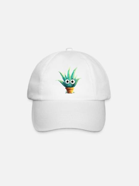 Fröhlicher Aloe mit Brille - Baseballkappe - Weiß/Weiß