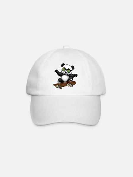 Panda Skateboarder Bär - Baseballkappe - Weiß/Weiß
