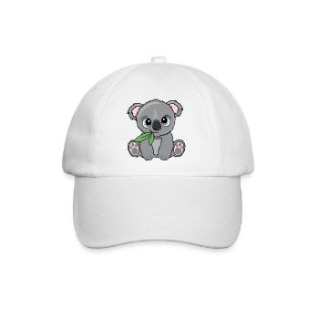 Kleiner Koala mit Blatt - Baseballkappe - Weiß/Weiß - Vorne