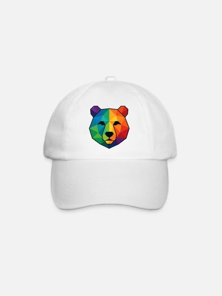 Bunte Pop-Art-Low-Poly-Bär - Baseballkappe - Weiß/Weiß