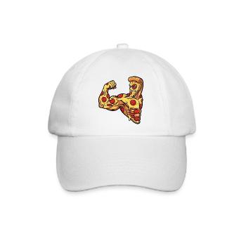 Muskulöse Cartoon Pizza Salami Bodybuilder Fitness - Baseballkappe - Weiß/Weiß - Vorne
