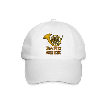 Band-Geek-Messing-Tuba-Ikone - Baseballkappe - Weiß/Weiß - Vorne