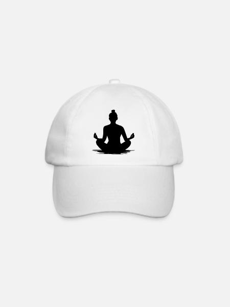 Yoga-Meditation Silhouette - Illustration - Baseballkappe - Weiß/Weiß