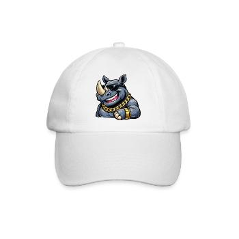 Rhino Streetstyle mit Goldkette - Baseballkappe - Weiß/Weiß - Vorne