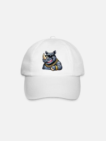 Rhino Streetstyle mit Goldkette - Baseballkappe - Weiß/Weiß