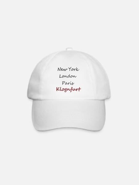 Städte in Handschrift: NY bis Klagenfurt - Baseballkappe - Weiß/Weiß
