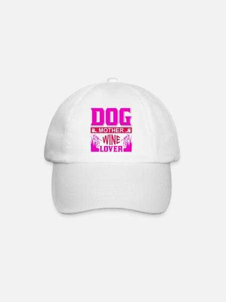 Hunde-Mutter-Weinliebhaber-Witzige Mama-Shirt - Baseballkappe - Weiß/Weiß