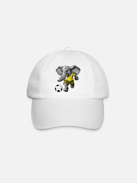 Elefant Fussball - Baseballkappe - Weiß/Weiß