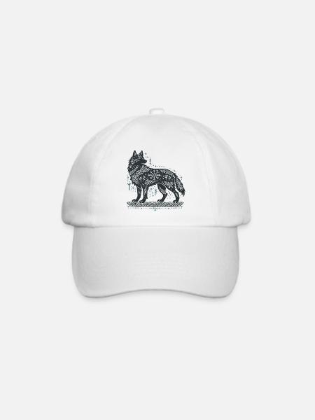 Nordischer Wolf mit Knotenmuster - Baseballkappe - Weiß/Weiß