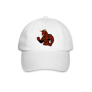 Muskulöser Bulle Stier - Baseballkappe - Weiß/Weiß - Vorne