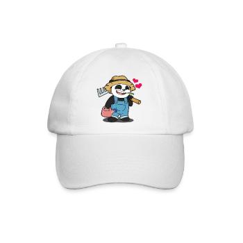 Gärtner Panda mit Herz: Süßes Garten Motiv - Baseballkappe - Weiß/Weiß - Vorne