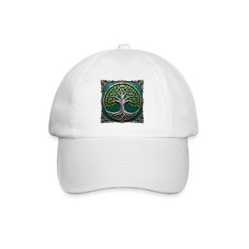 Metallischer Kreisbaum des Lebens - Baseballkappe - Weiß/Weiß - Vorne