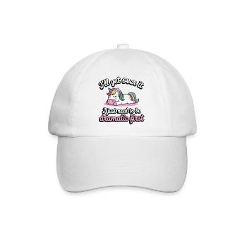 Schlafendes Einhorn Drama Spruch dramatisch - Baseballkappe - Weiß/Weiß - Vorne