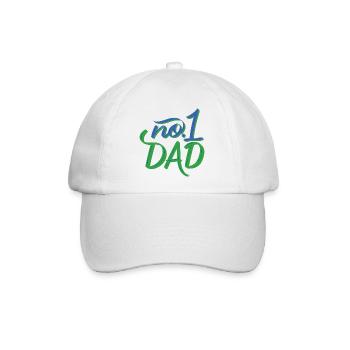 No.1 Dad – Handlettering - Baseballkappe - Weiß/Weiß - Vorne