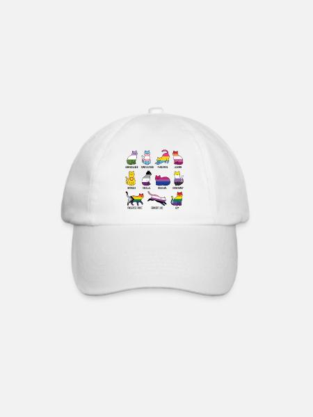 LGBTQ-Pride-Monat – Rainbow Cats - Baseballkappe - Weiß/Weiß