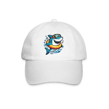 Fröhlicher Taucherhai mit Schwimmring - Baseballkappe - Weiß/Weiß - Vorne