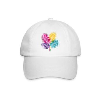 Bunte Palmenblätter | Tropisches Blattmotiv  - Baseballkappe - Weiß/Weiß - Vorne