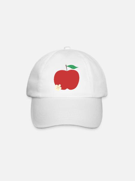 Karmesinroter Apfel mit Blüte - Baseballkappe - Weiß/Weiß