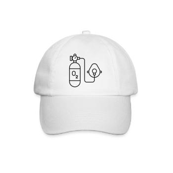 Sauerstoffflasche und Maskensymbol - Baseballkappe - Weiß/Weiß - Vorne