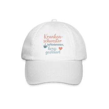 Krankenschwester Kaffee Herzgesteuert - Baseballkappe - Weiß/Weiß - Vorne