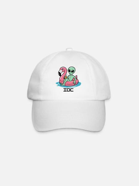 Außerirdischer im rosa Flamingo-Float - Baseballkappe - Weiß/Weiß