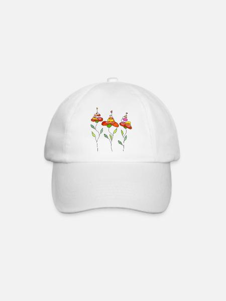 Blumen - Baseballkappe - Weiß/Weiß