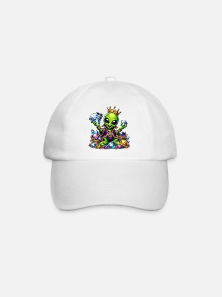 Alien Prinz mit Diamantenkronen - Baseballkappe - Weiß/Weiß