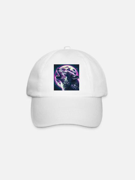 Wolf heult zum Vollmond - Baseballkappe - Weiß/Weiß