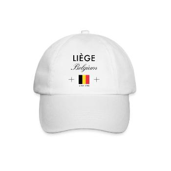 Lüttich Belgien Koordinaten Reise Souvenir - Baseballkappe - Weiß/Weiß - Vorne