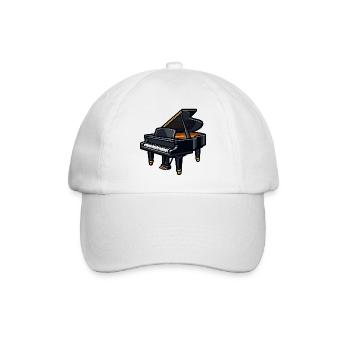 Dunkles Klavier mit Goldakzenten - Baseballkappe - Weiß/Weiß - Vorne