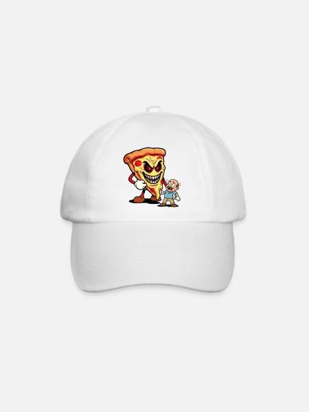 Pizza-Monster-Bedrohung - Baseballkappe - Weiß/Weiß