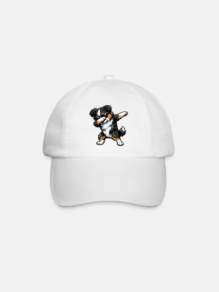 Dabbing Miniature American Shepherd - Baseballkappe - Weiß/Weiß