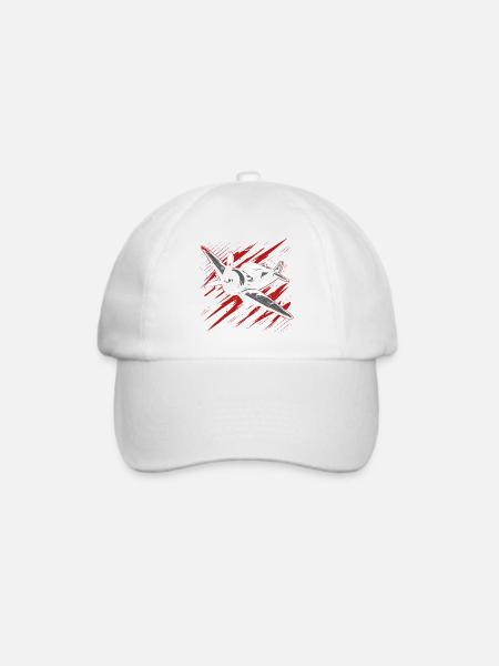 Propellerflugzeug Skizze - Baseballkappe - Weiß/Weiß