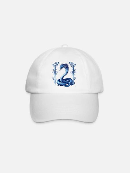 Design von blauen Schlangen-Dekorationsschwertern. - Baseballkappe - Weiß/Weiß
