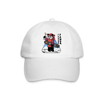 Bold Comic Powder Panda Snowboard-Kunst - Baseballkappe - Weiß/Weiß - Vorne
