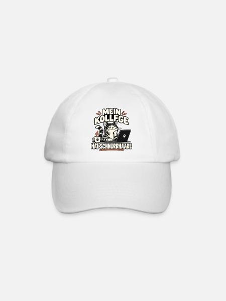 Mein Kollege hat Schnurrhaare Katze - Baseballkappe - Weiß/Weiß