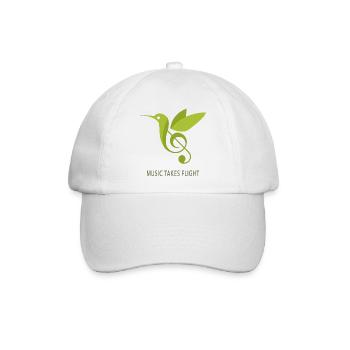 Music Takes Flight – Kolibri Musik Design - Baseballkappe - Weiß/Weiß - Vorne